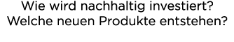 Wie wird nachhaltig investiert  Welche neuen Produkte entstehen 